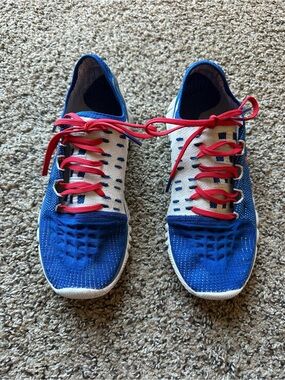 Under Armour Blue and White Athletic Shoes with Pink Laces